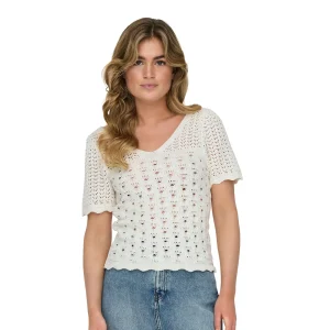 Only Becca Life SS V-Neck Top Knt Cloud Dancer