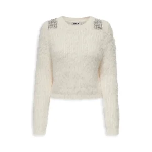 Only Suri LS Bling Crop O-Neck Prm Knit Cloud Dancer