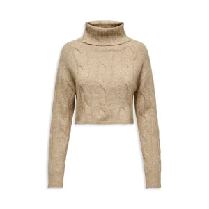 Only Rio Life LS Cable Roolneck Knit Tannin