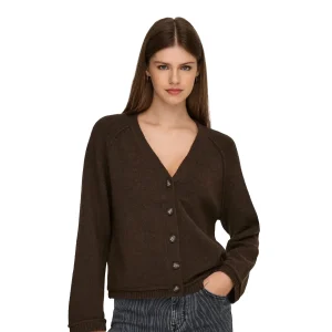 Only Hazel Life LS Cardigan BF Knit Chocolate Martini