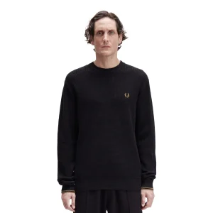Fred Perry Waffle Stitch Jumper Black
