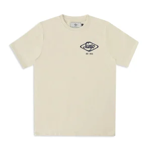 Sanjo Flocked Logo T-Shirt Ecru
