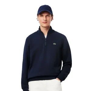 Lacoste High Neck Zipped Fleece Sweatshirt Navy